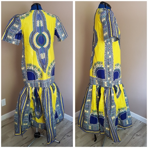 Royal Yellow Dashiki Dress - Picture 4 of 7